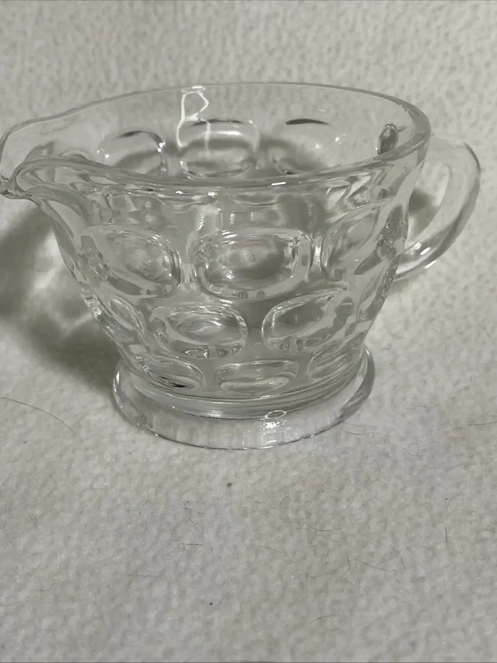 Vintage Clear Glass Thumbprint Pattern Creamer